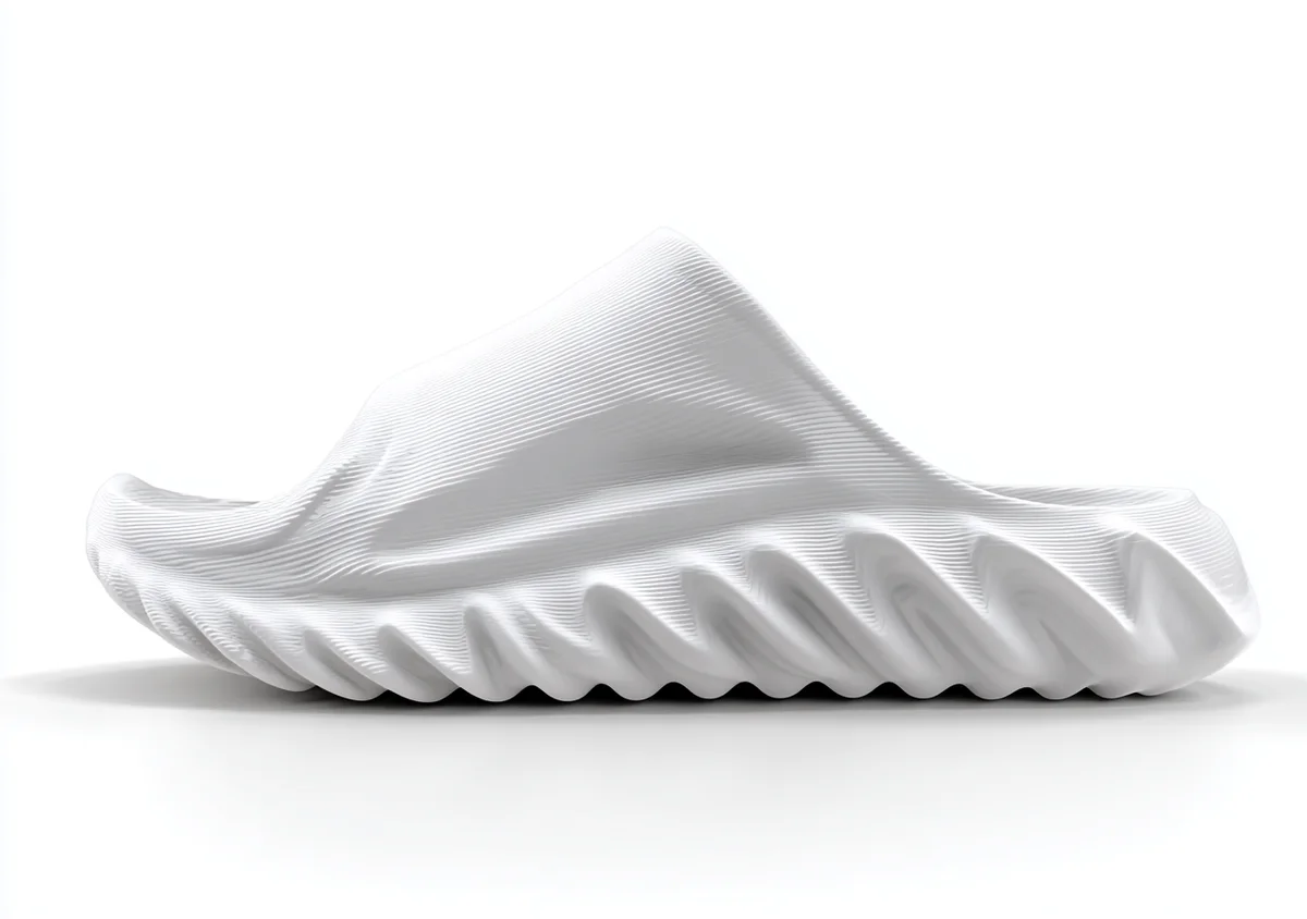 White footwear with a sculptural lattice structure