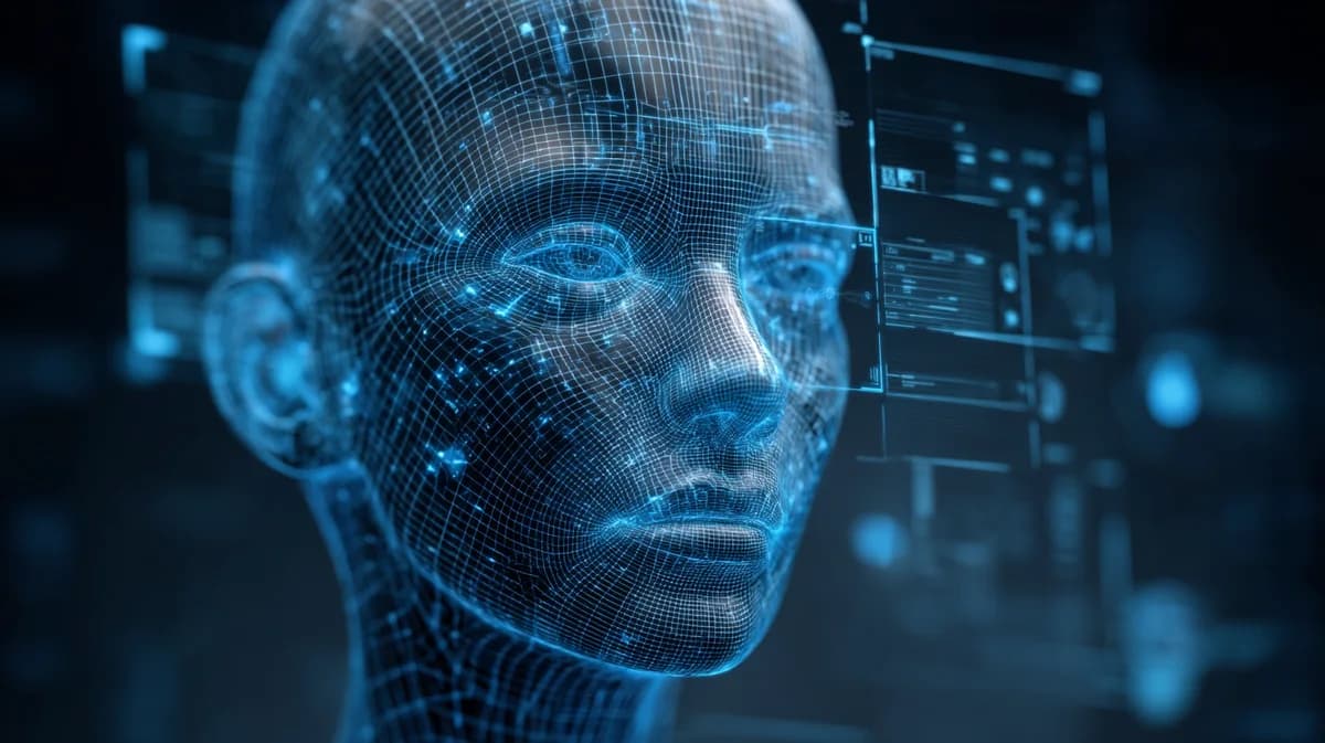 Digital wireframe portrait