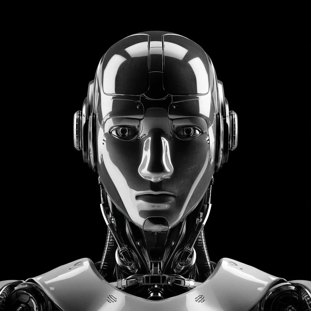 Close portrait of a humanoid robot