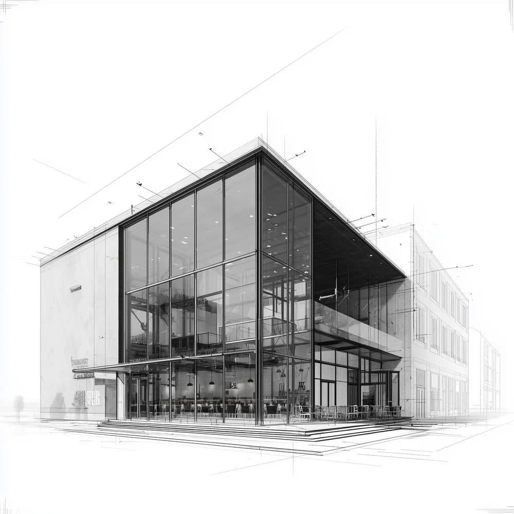 Architectural visualisation of a contemporary glass building